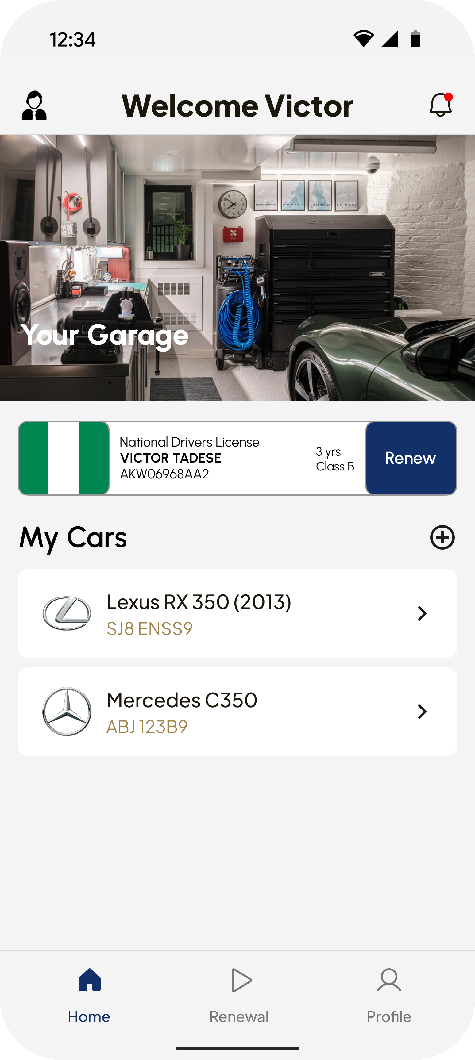 AutoDrive home — your garage and cars